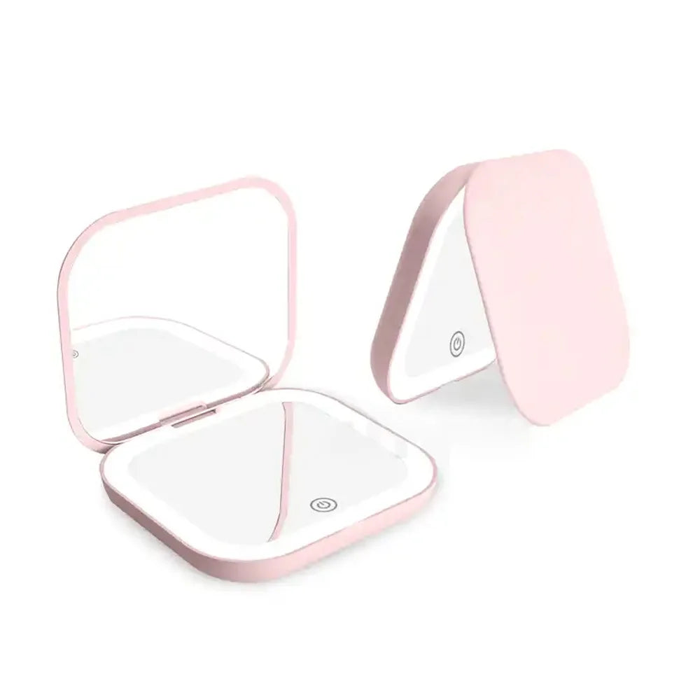 LED Compact Makeup Mirror with Lights – Portable Folding Travel Mirror
