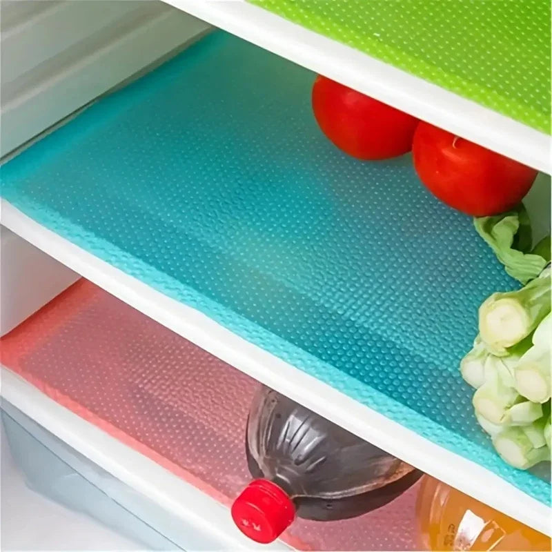 Waterproof Refrigerator Shelf Liners (4-Pack) – Washable Non-Slip Kitchen Drawer Mats