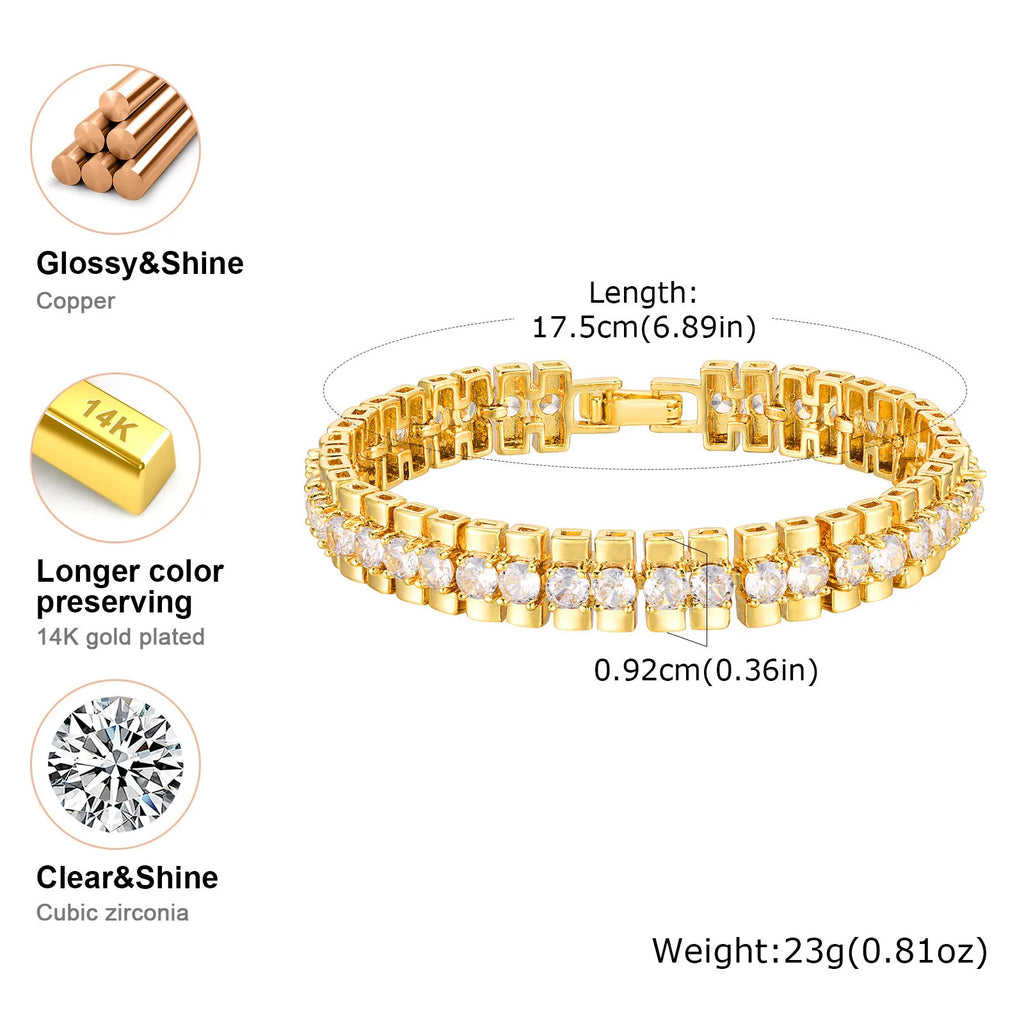 Stackable Chunky Chain Bracelet – 14K Gold Plated with Cubic Zirconia