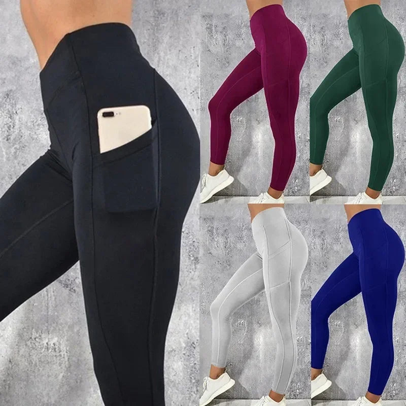 Women's High Waist Yoga Leggings with Phone Pocket – Stretch Workout Pants